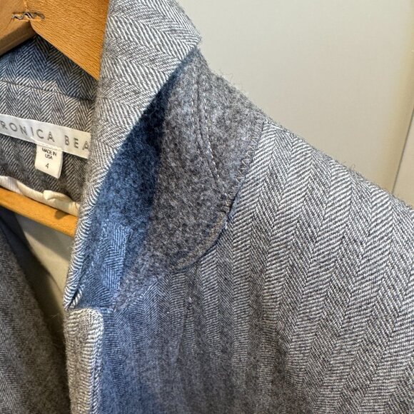 Veronica Beard Herringbone Blazer Gray Size 4 - Picture 10 of 15